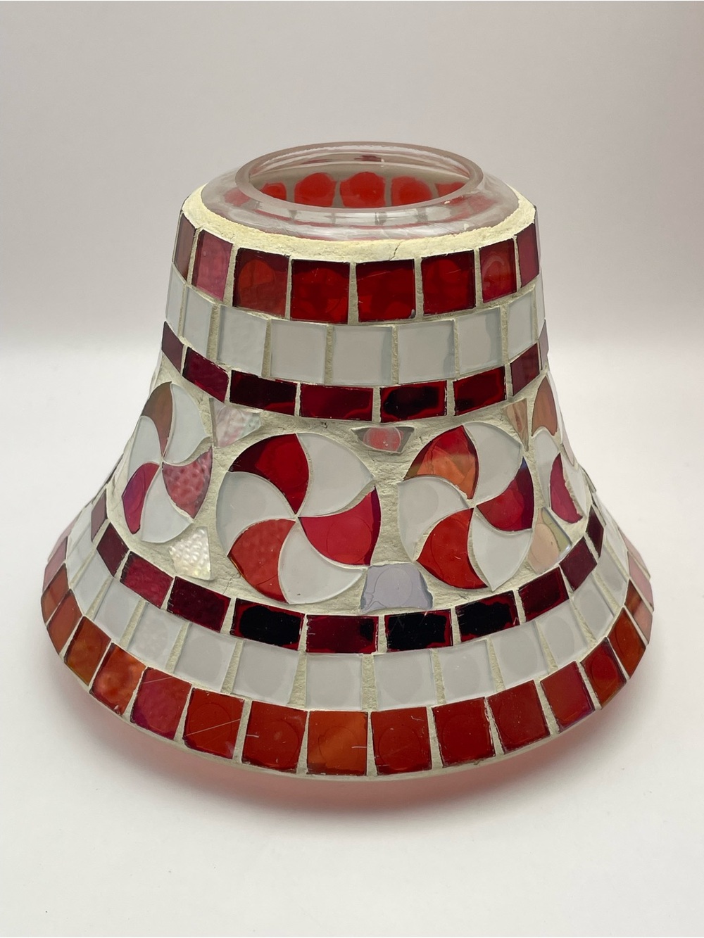 Vintage, Yankee Candle, Large, Mosaic Glass Candle Shade with Peppermint Theme